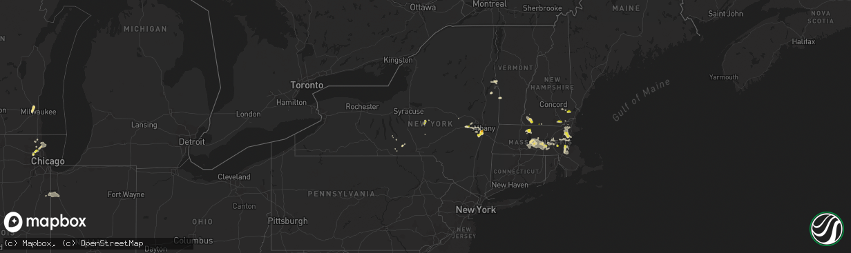 Hail map in New York on August 23, 2020
