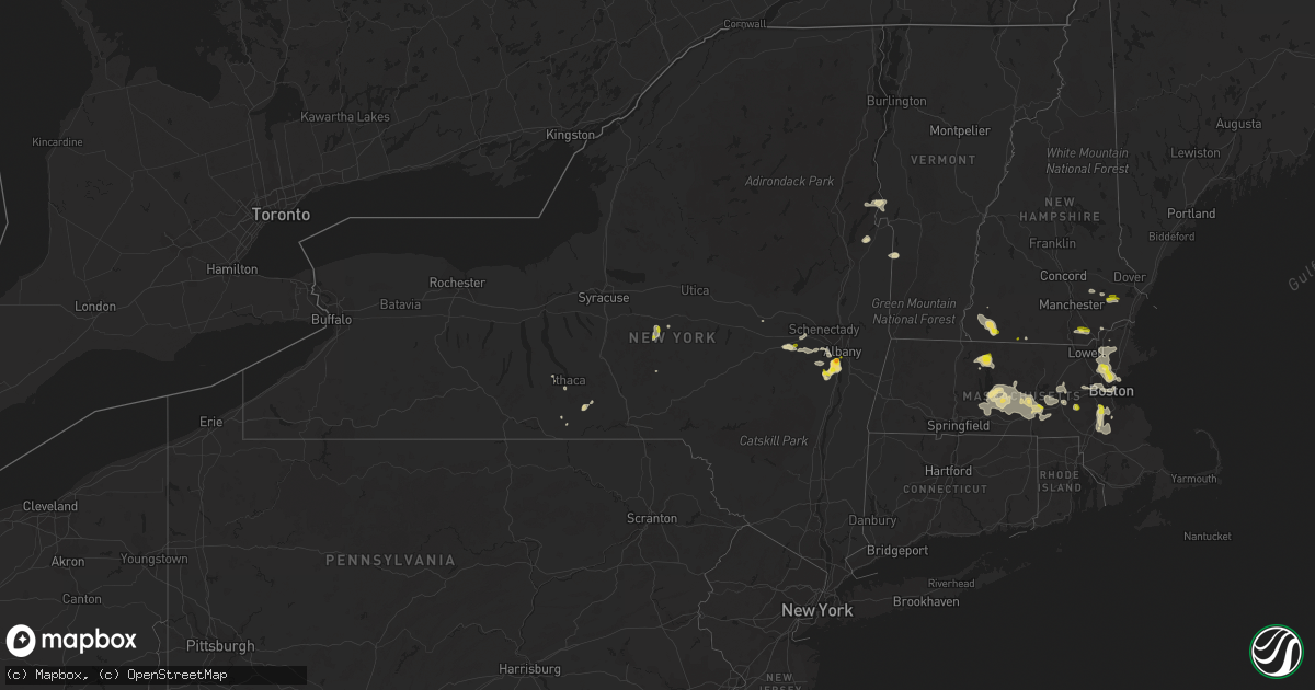 Hail map in New York on August 23, 2020