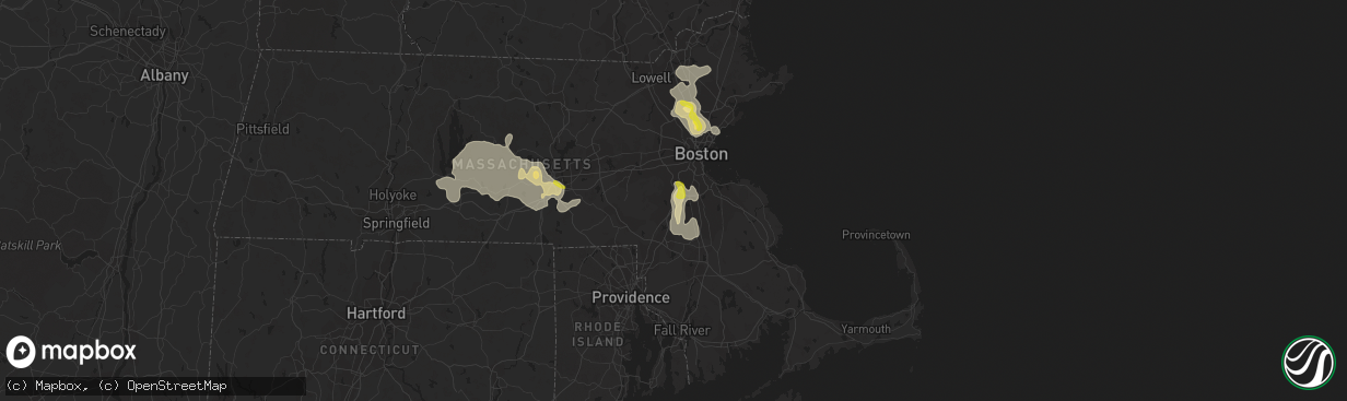 Hail map in Norwood, MA on August 23, 2020