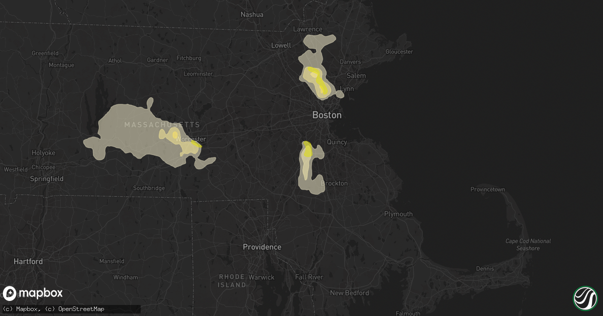 Hail map in Norwood, MA on August 23, 2020