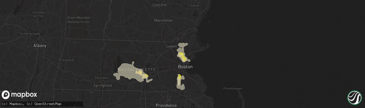 Hail map in Reading, MA on August 23, 2020