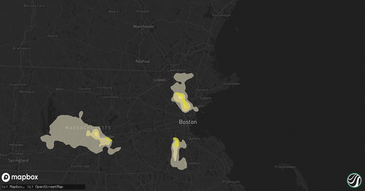Hail map in Reading, MA on August 23, 2020
