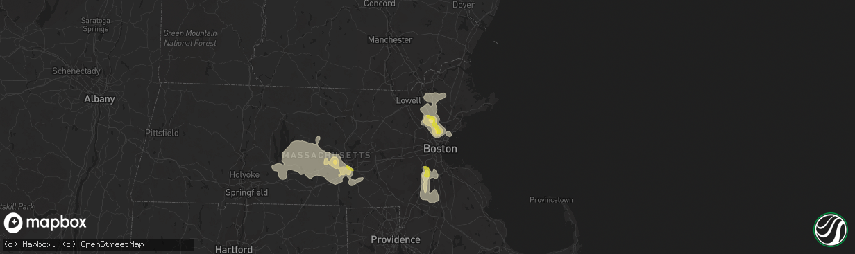 Hail map in Woburn, MA on August 23, 2020