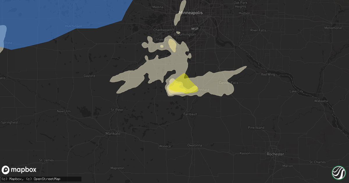 Hail map in Lonsdale, MN on August 23, 2021
