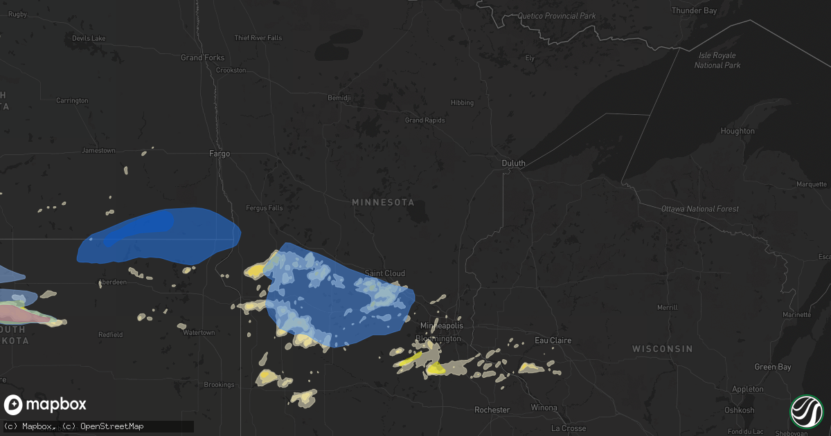 Hail map in Minnesota on August 23, 2021