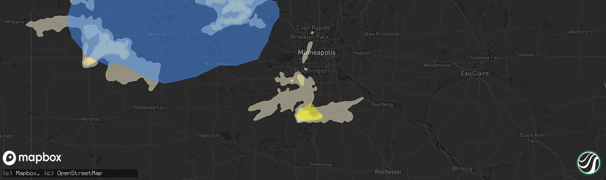 Hail map in Prior Lake, MN on August 23, 2021