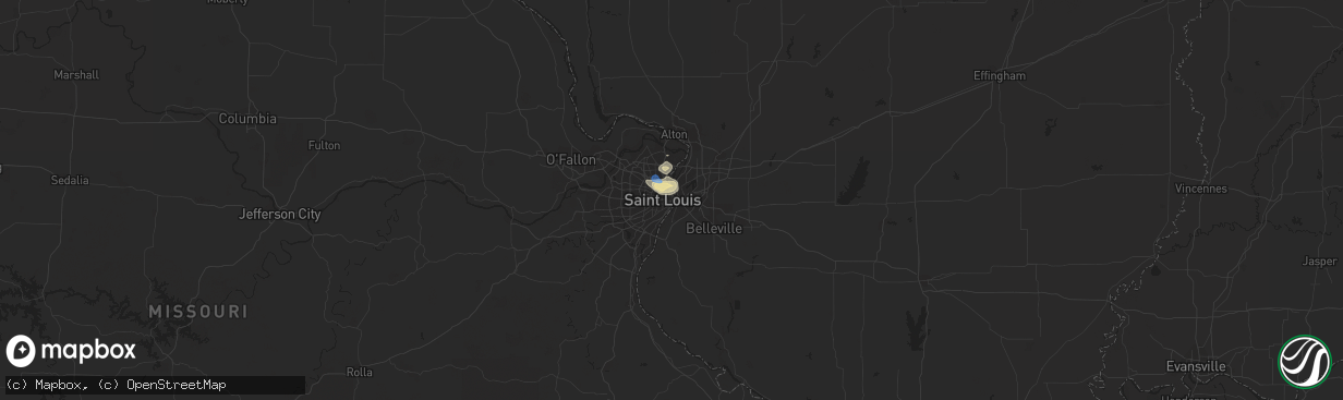 Hail map in Saint Louis, MO on August 23, 2021