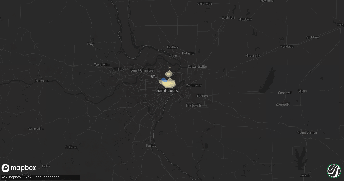Hail map in Saint Louis, MO on August 23, 2021