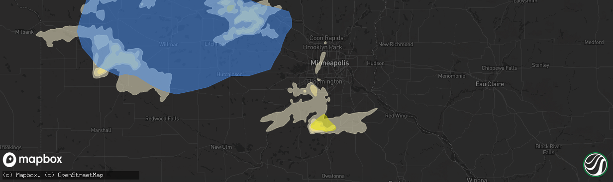 Hail map in Shakopee, MN on August 23, 2021