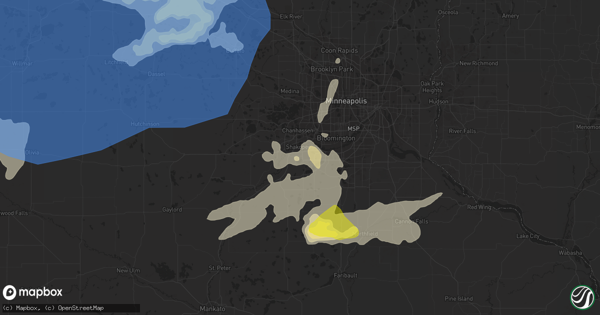 Hail map in Shakopee, MN on August 23, 2021