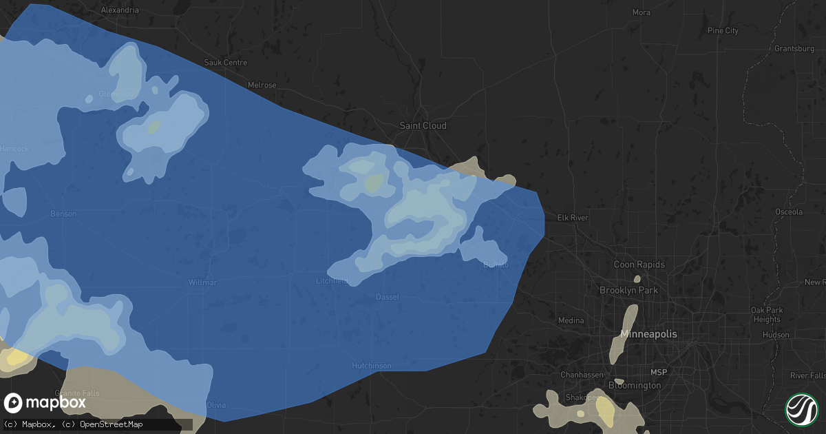 Hail map in South Haven, MN on August 23, 2021