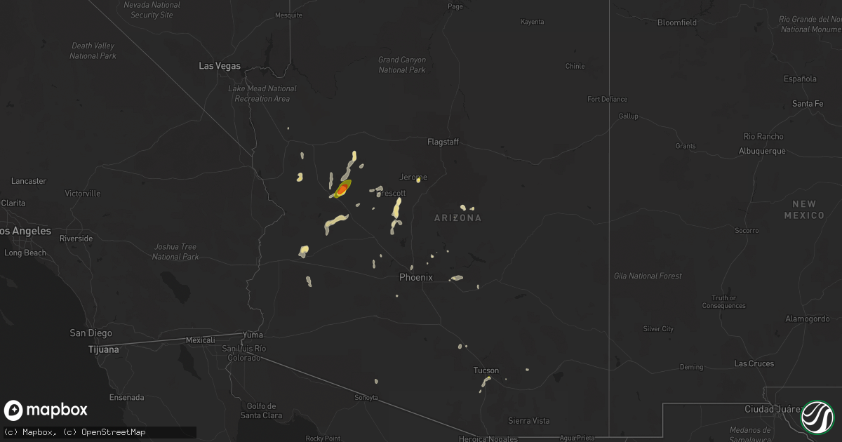 Hail map in Arizona on August 23, 2022