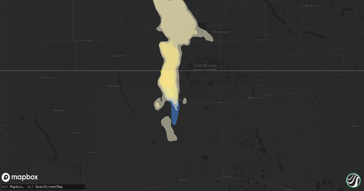 Hail map in Bottineau, ND on August 23, 2022