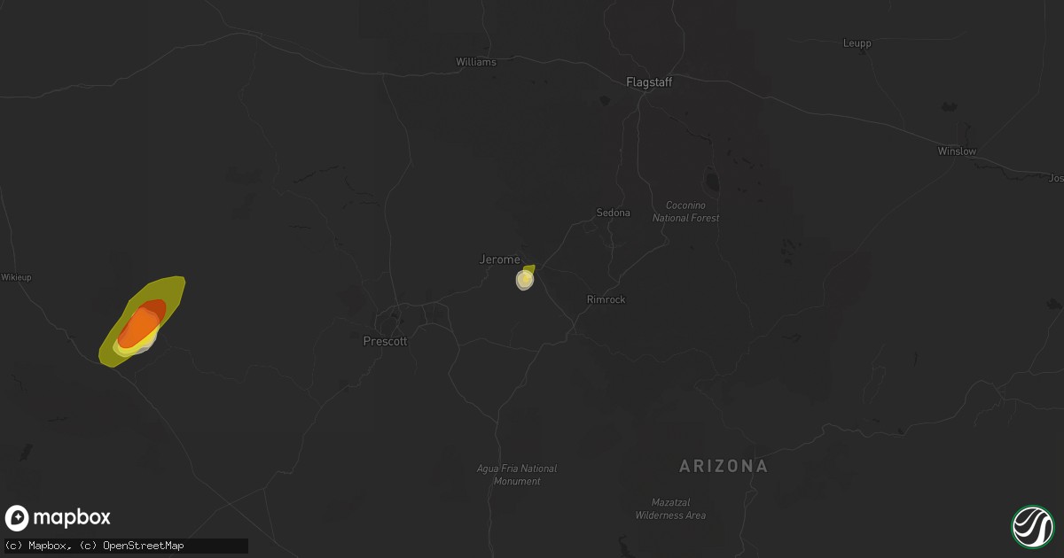 Hail map in Cottonwood, AZ on August 23, 2022
