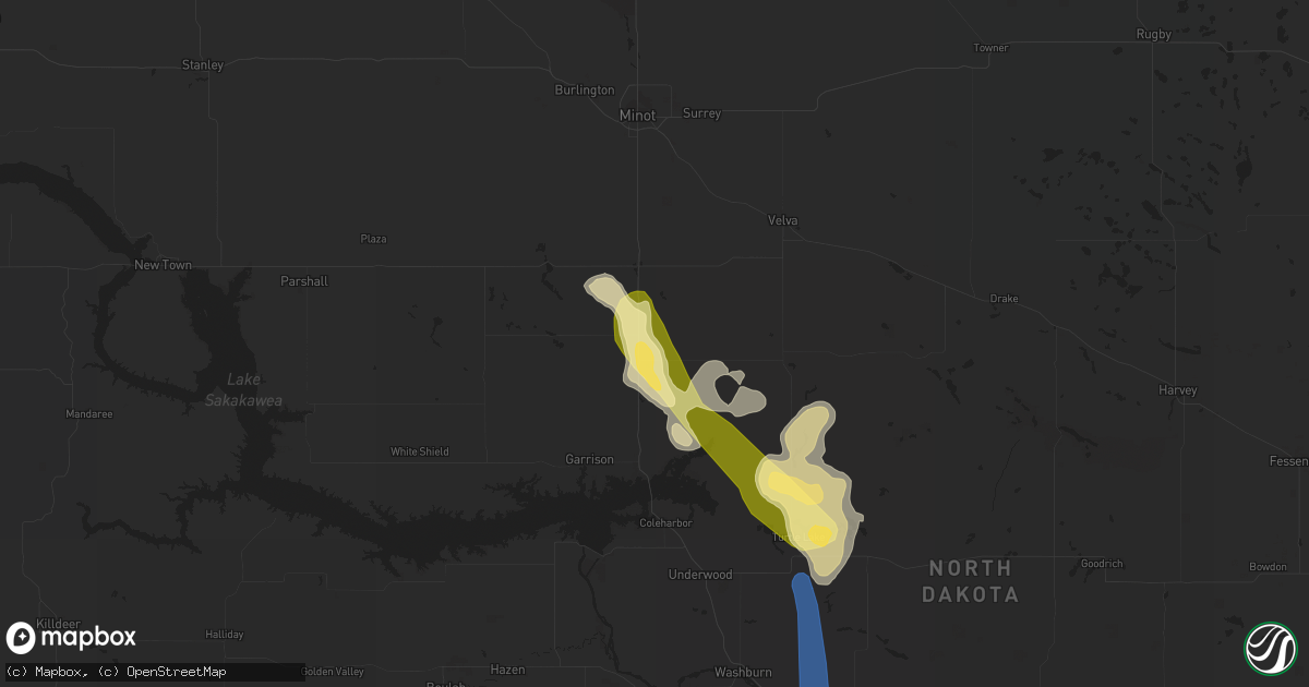 Hail map in Max, ND on August 23, 2022