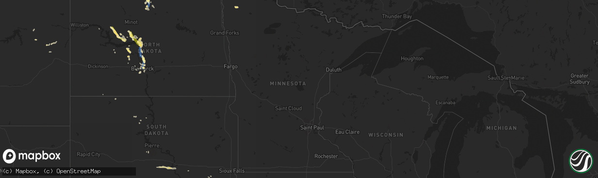Hail map in Minnesota on August 23, 2022