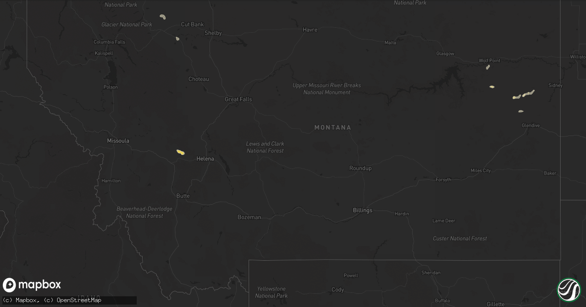 Hail map in Montana on August 23, 2022