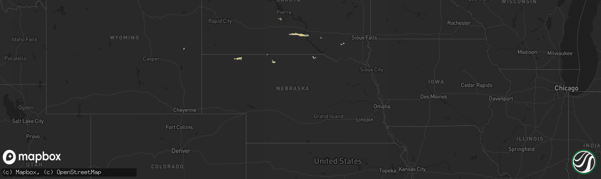 Hail map in Nebraska on August 23, 2022