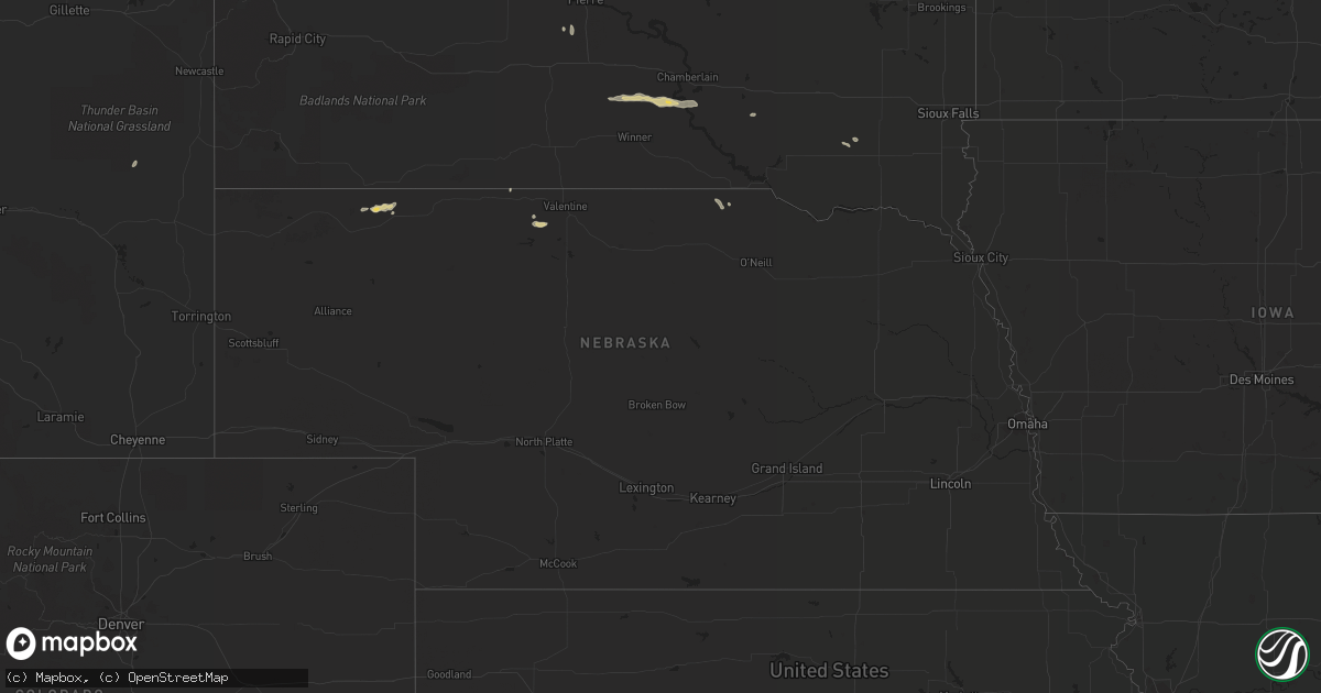 Hail map in Nebraska on August 23, 2022