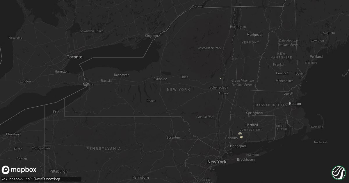 Hail map in New York on August 23, 2022
