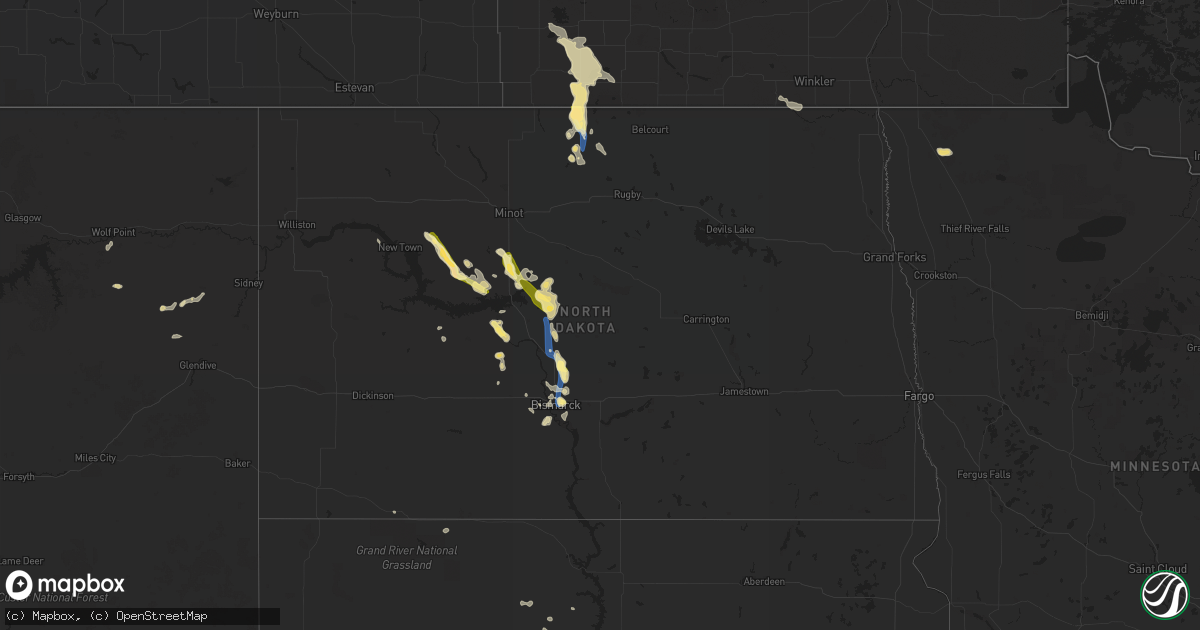 Hail map in North Dakota on August 23, 2022