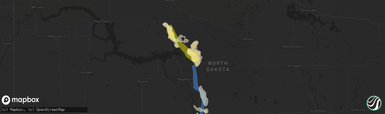 Hail map in Turtle Lake, ND on August 23, 2022