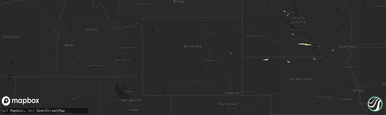 Hail map in Wyoming on August 23, 2022