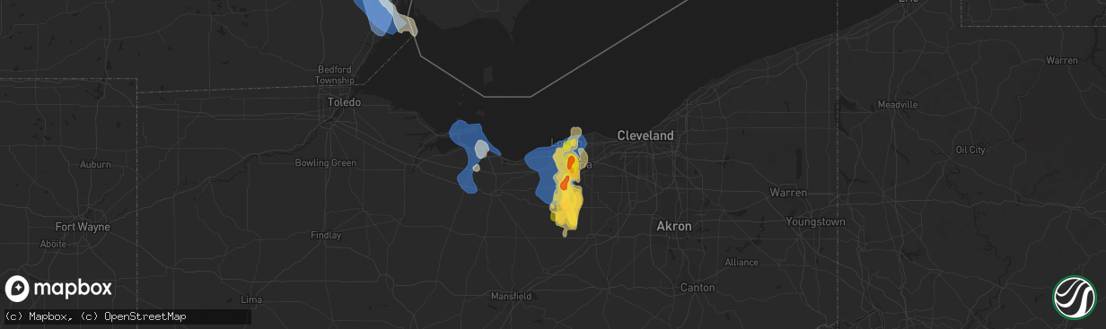 Hail map in Amherst, OH on August 23, 2023