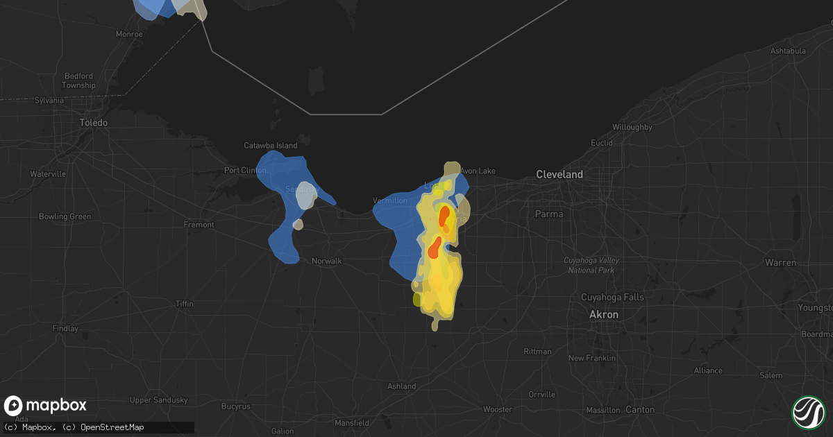 Hail map in Amherst, OH on August 23, 2023