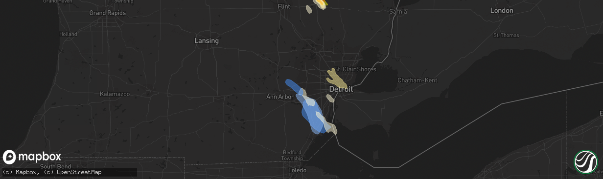 Hail map in Canton, MI on August 23, 2023