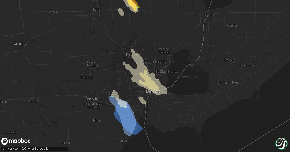 Hail map in Ferndale, MI on August 23, 2023