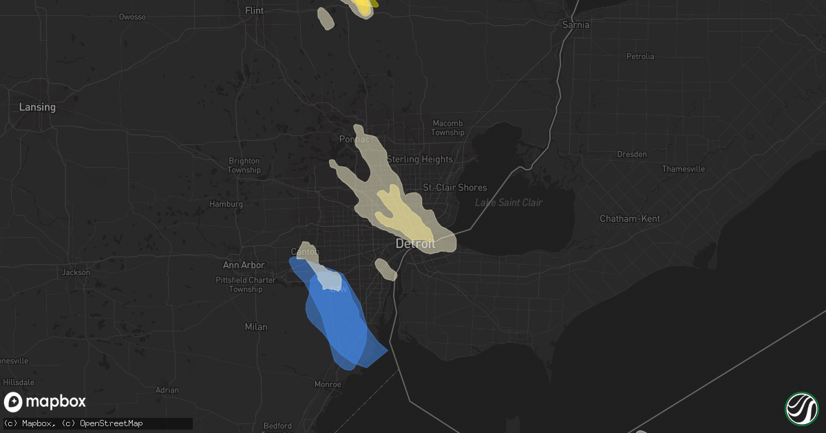 Hail map in Hamtramck, MI on August 23, 2023