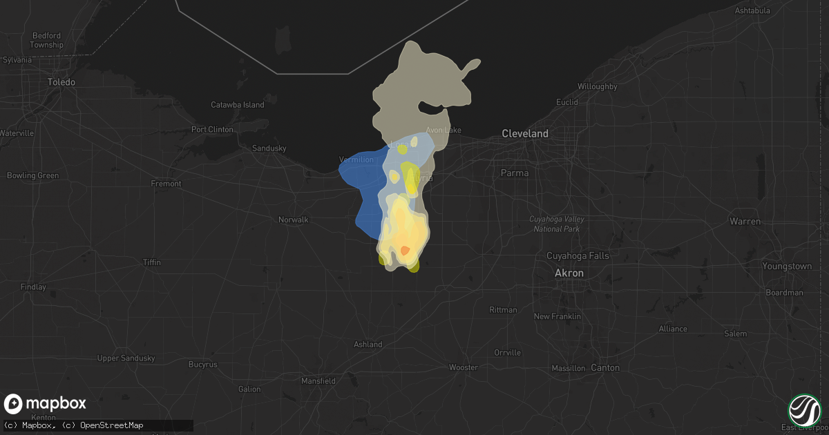 Hail map in Lagrange, OH on August 23, 2023