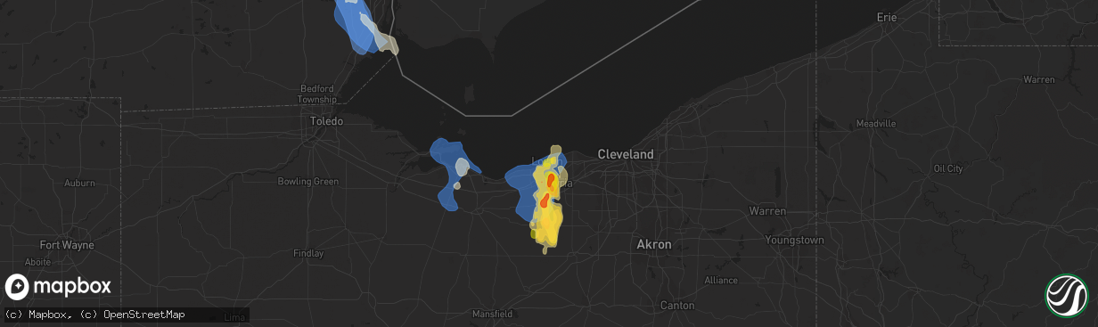 Hail map in Lorain, OH on August 23, 2023