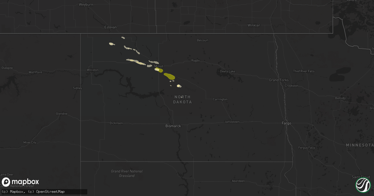 Hail map in North Dakota on August 23, 2023