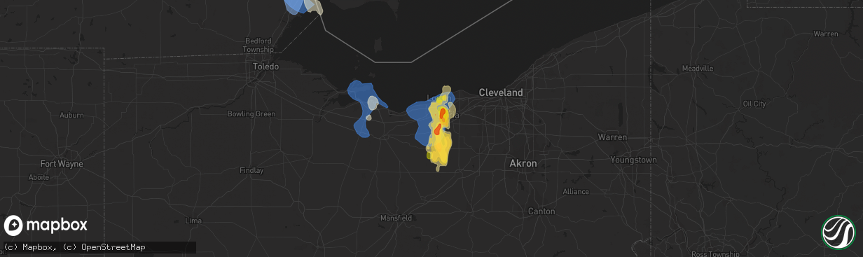 Hail map in Oberlin, OH on August 23, 2023