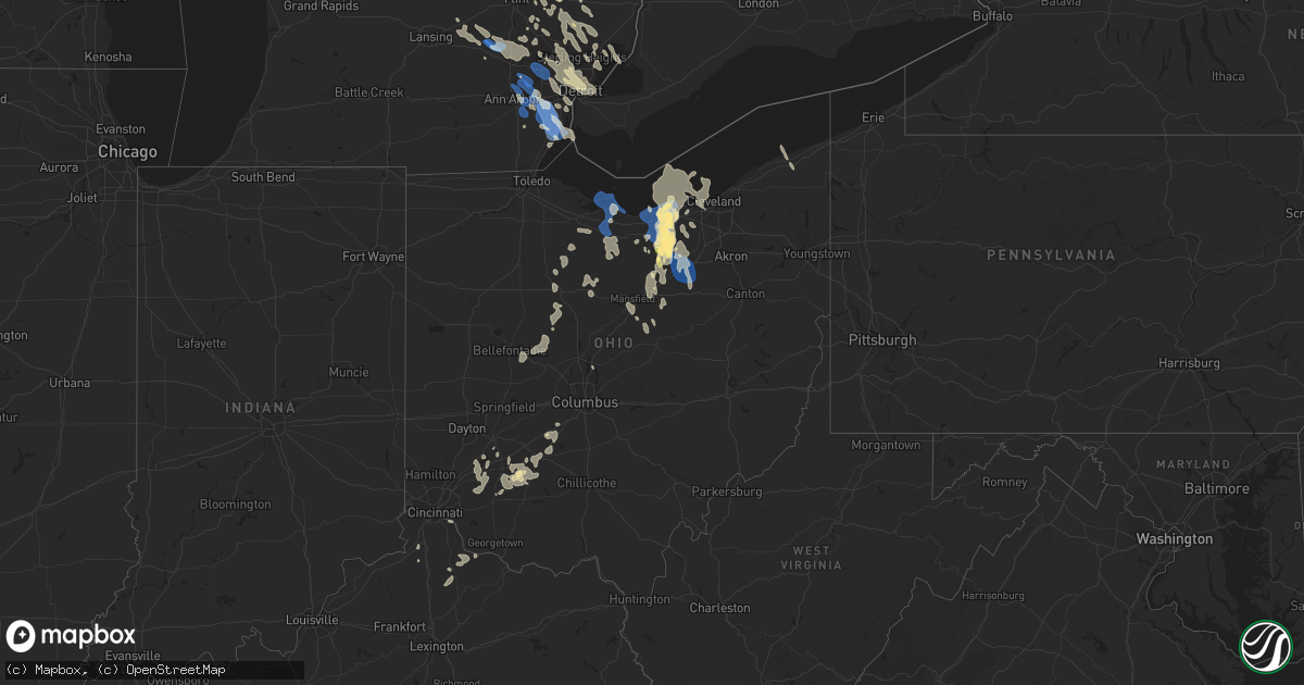 Hail map in Ohio on August 23, 2023