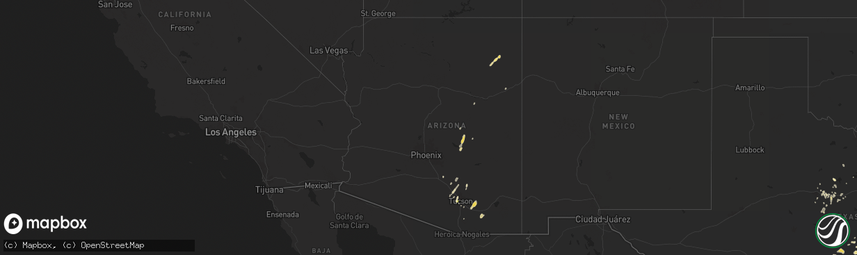 Hail map in Arizona on August 23, 2024