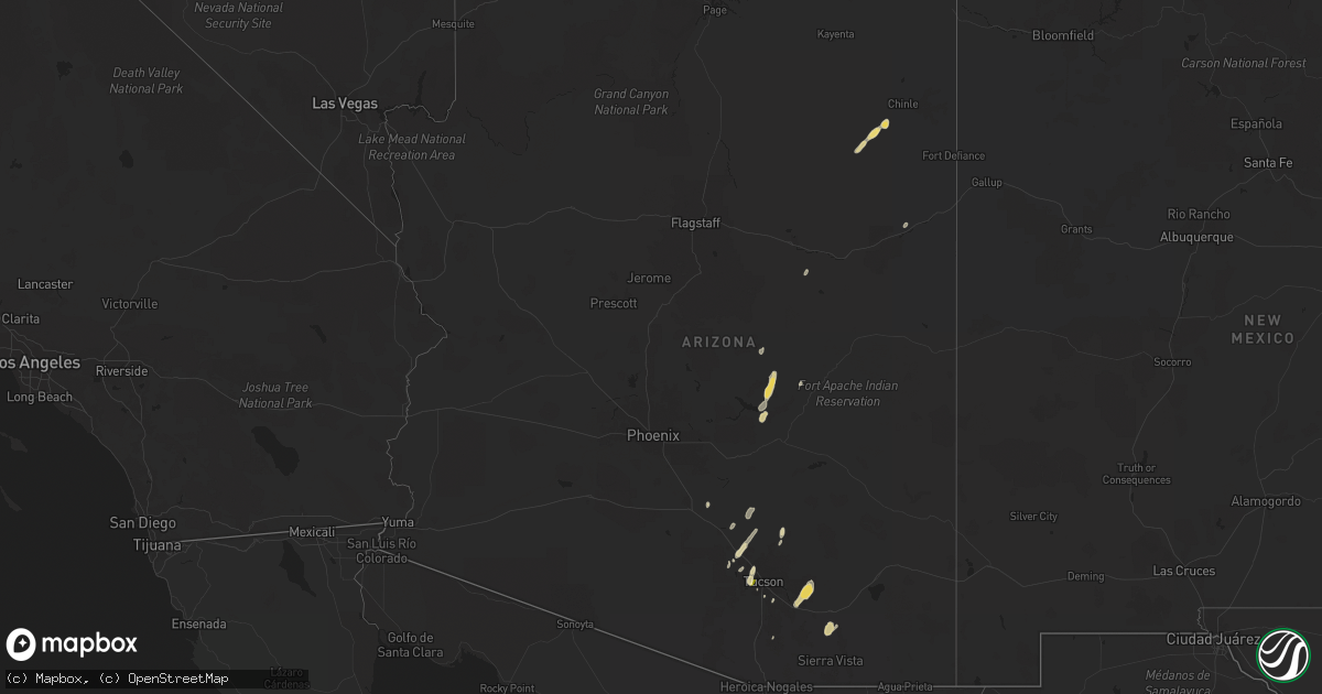 Hail map in Arizona on August 23, 2024