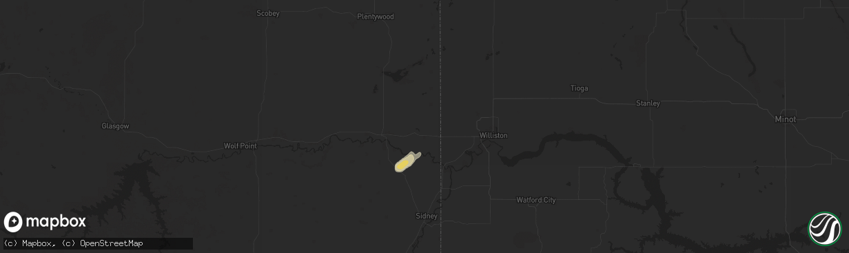 Hail map in Bainville, MT on August 23, 2024