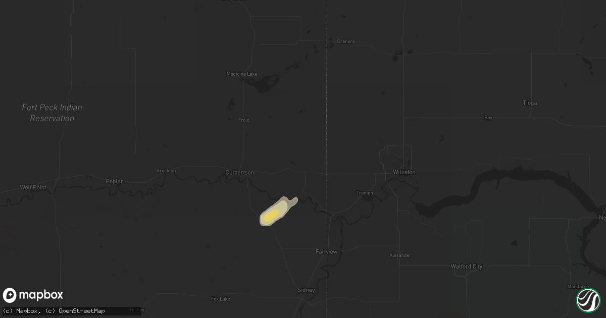 Hail map in Bainville, MT on August 23, 2024
