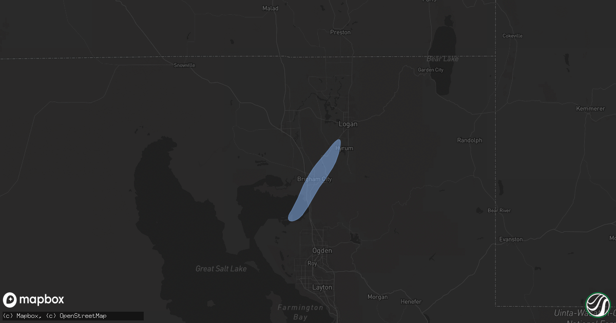 Hail map in Brigham City, UT on August 23, 2024