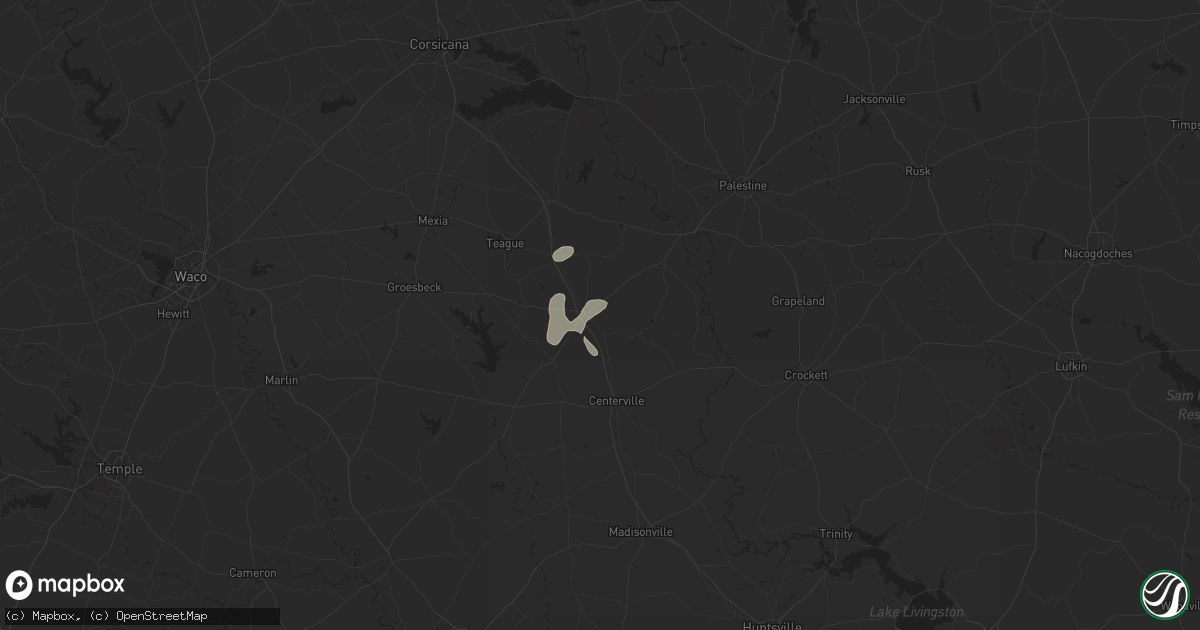 Hail map in Buffalo, TX on August 23, 2024