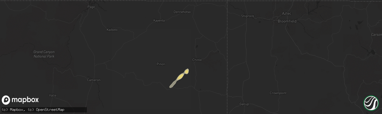 Hail map in Chinle, AZ on August 23, 2024