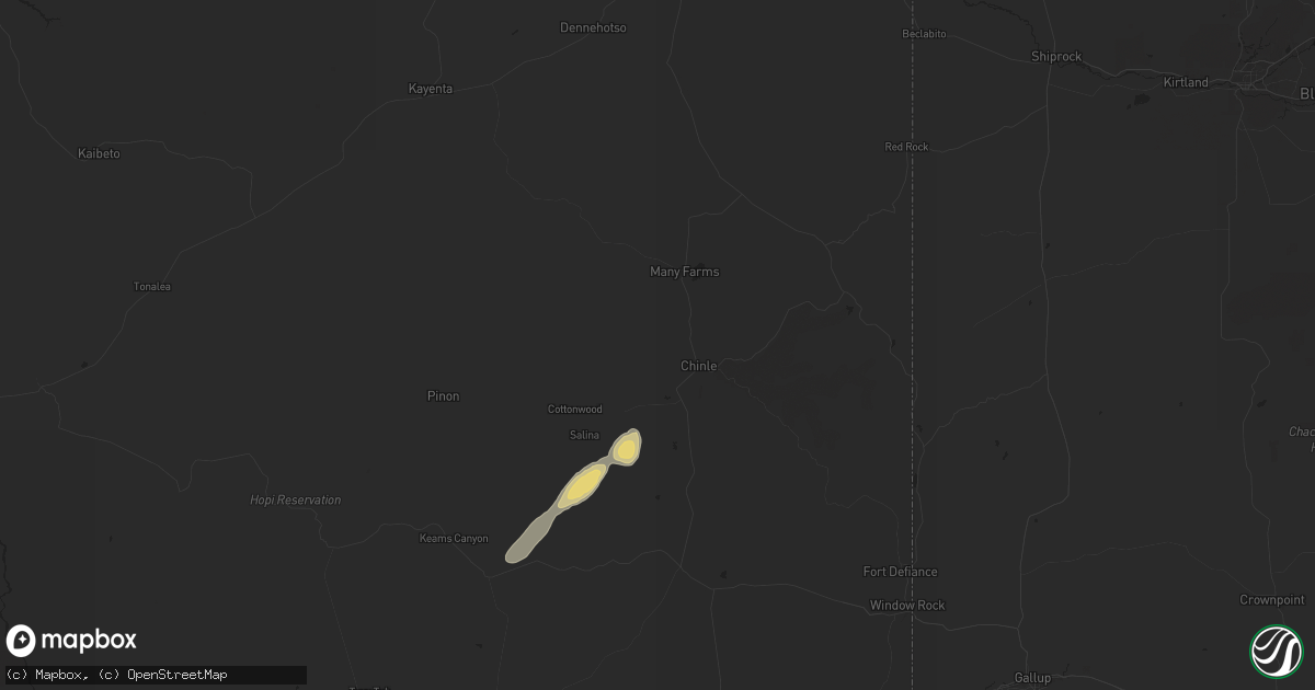 Hail map in Chinle, AZ on August 23, 2024