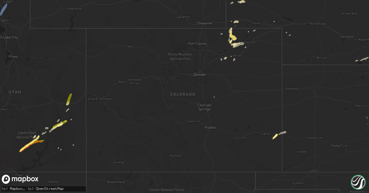 Hail map in Colorado on August 23, 2024