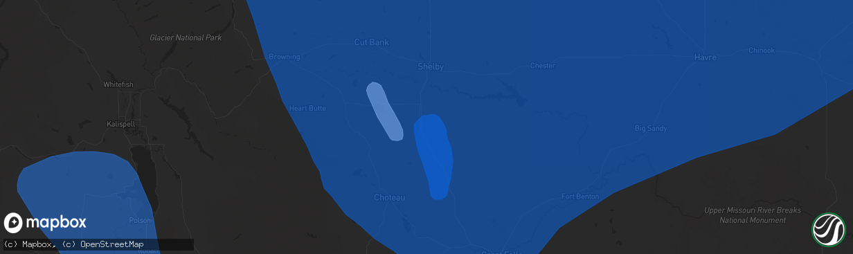 Hail map in Conrad, MT on August 23, 2024