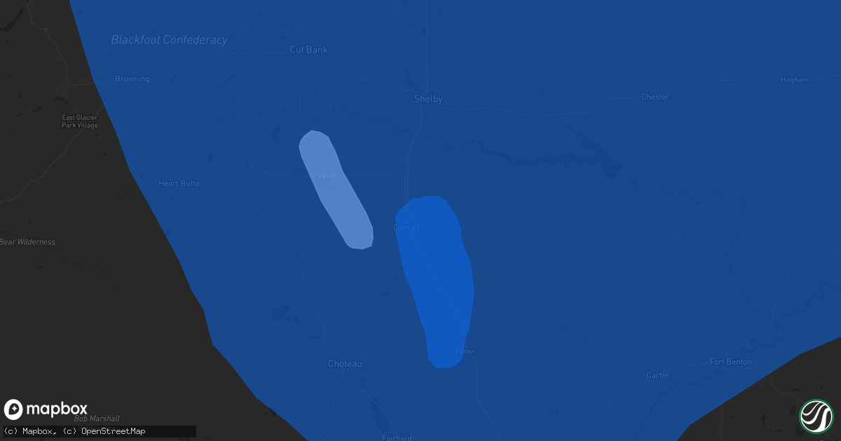 Hail map in Conrad, MT on August 23, 2024