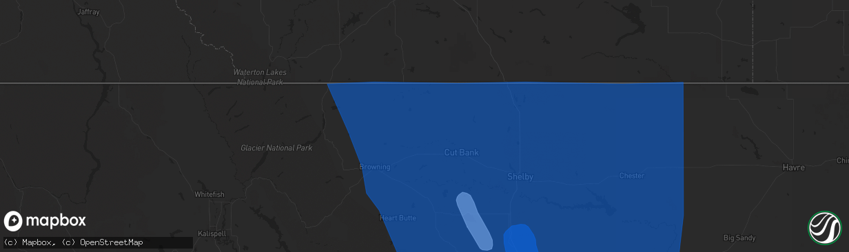 Hail map in Cut Bank, MT on August 23, 2024