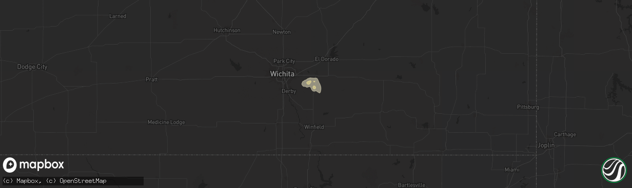 Hail map in Douglass, KS on August 23, 2024